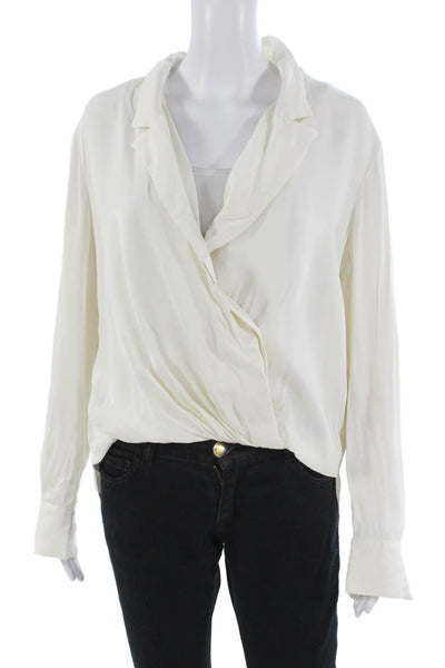 3.1 Phillip Lim Womens White Collared Button Viscose Long Sleeve Blouse Size 8