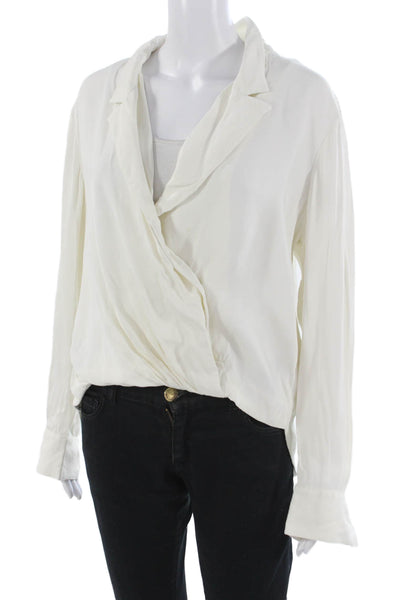 3.1 Phillip Lim Womens White Collared Button Viscose Long Sleeve Blouse Size 8