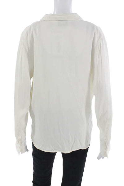 3.1 Phillip Lim Womens White Collared Button Viscose Long Sleeve Blouse Size 8