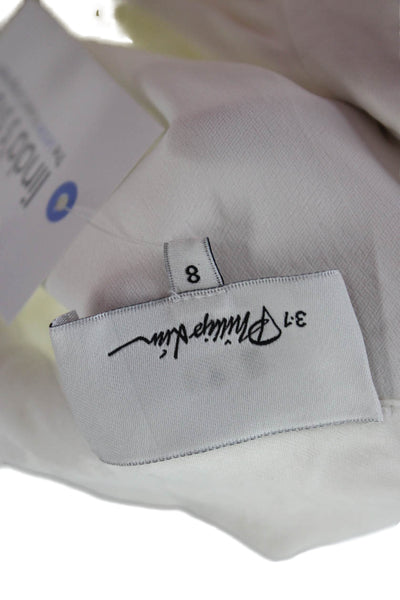 3.1 Phillip Lim Womens White Collared Button Viscose Long Sleeve Blouse Size 8