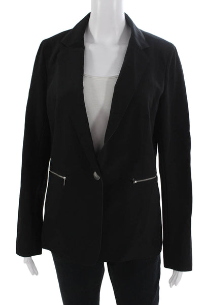 Lafayette 148 New York Women Black Collared Button Blazer Long Sleeve Size 8