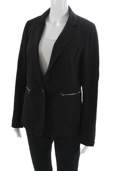 Lafayette 148 New York Women Black Collared Button Blazer Long Sleeve Size 8