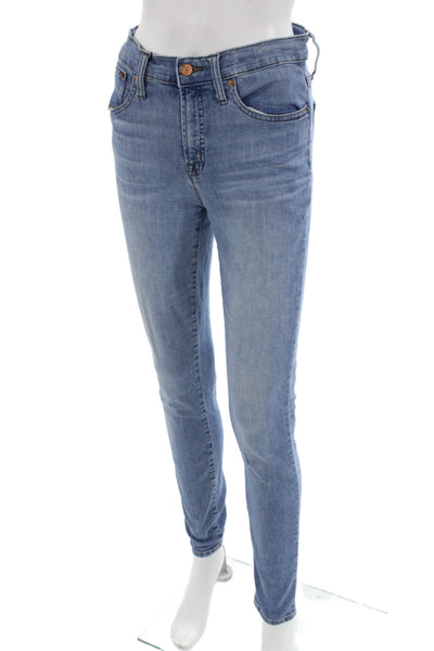 J Crew Women Skinny Ankle Jeans Light Blue Mid Rise Button 30 Inseam Size 28