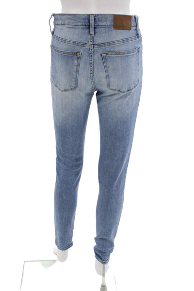 J Crew Women Skinny Ankle Jeans Light Blue Mid Rise Button 30 Inseam Size 28