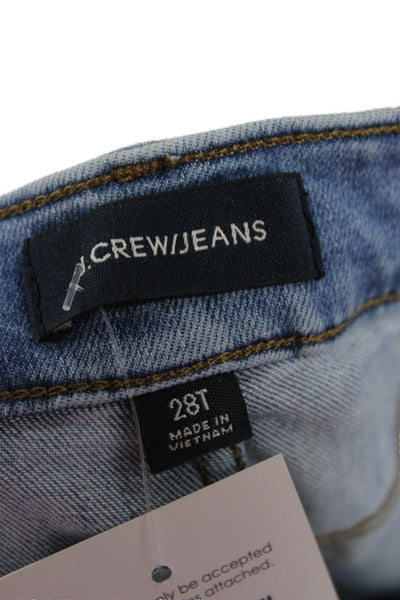 J Crew Women Skinny Ankle Jeans Light Blue Mid Rise Button 30 Inseam Size 28