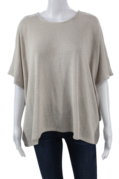 Zara Women Basic Beige Short Sleeve Round Neck Top Size S