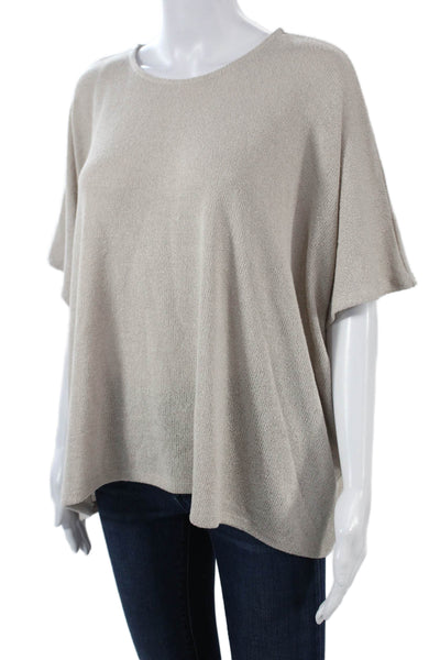 Zara Women Basic Beige Short Sleeve Round Neck Top Size S