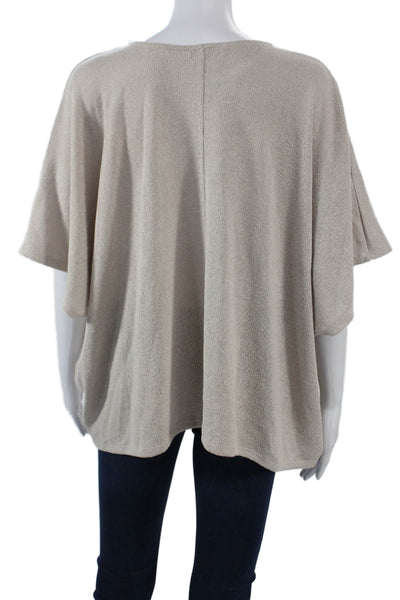 Zara Women Basic Beige Short Sleeve Round Neck Top Size S