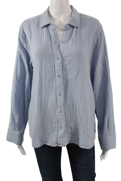 Splendid Women Light Blue Cotton Button Up Shirt Long Sleeve Size M