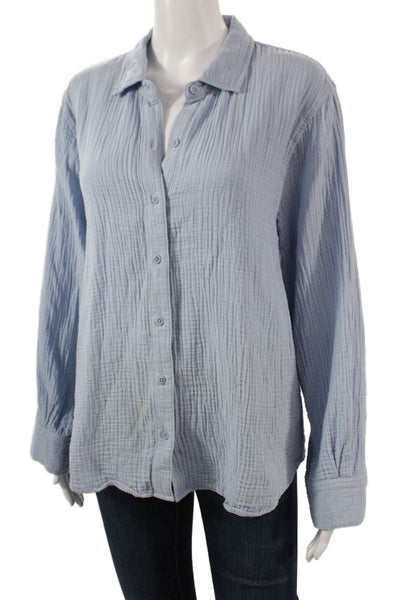 Splendid Women Light Blue Cotton Button Up Shirt Long Sleeve Size M