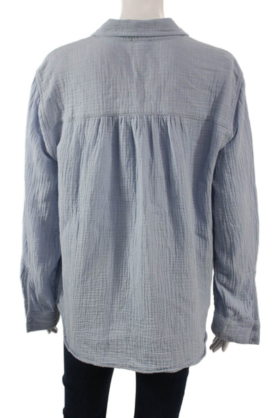Splendid Women Light Blue Cotton Button Up Shirt Long Sleeve Size M