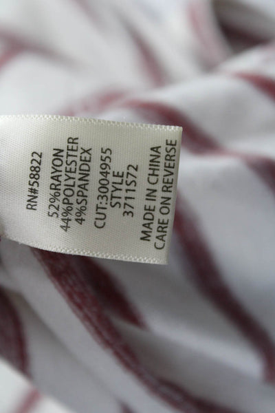 Max Studio Womens Striped Round Neck Tunic Blouse 3/4 Sleeve White Size M