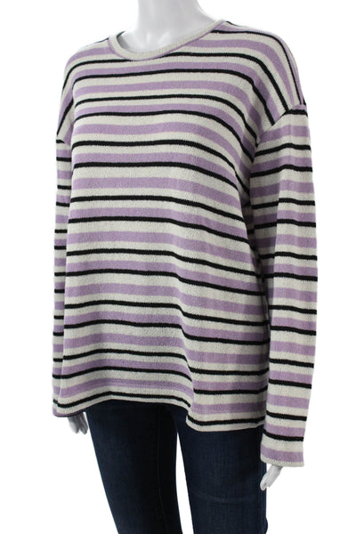 Zara Womens Pullover Striped Beige Acrylic Crew Neck Long Sleeve Sweater Size S