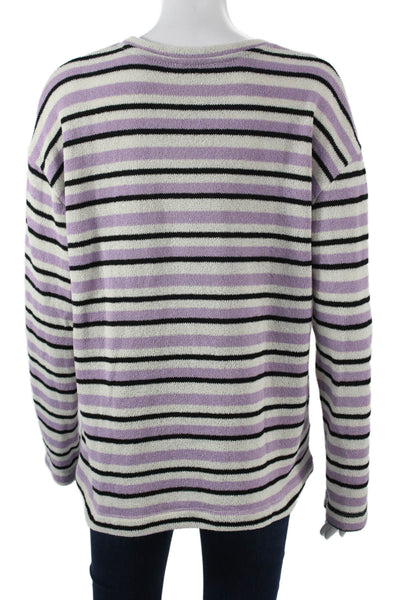 Zara Womens Pullover Striped Beige Acrylic Crew Neck Long Sleeve Sweater Size S