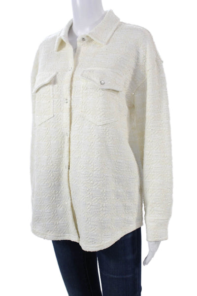 Rachel Zoe Womens White Snap Button-Up Jacket Long Sleeve Designer Size M