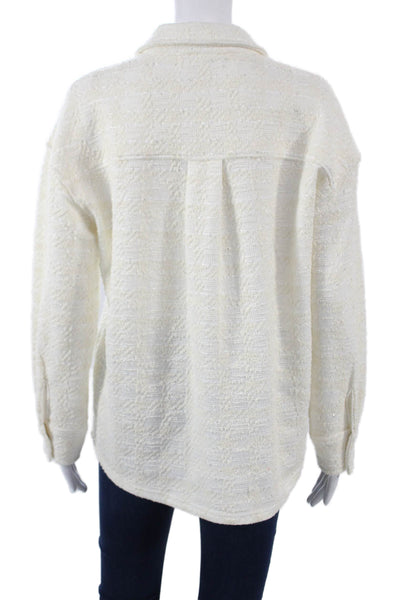 Rachel Zoe Womens White Snap Button-Up Jacket Long Sleeve Designer Size M
