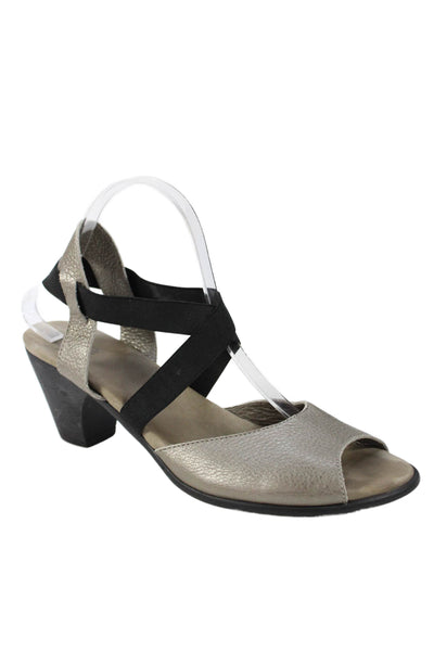 Arche Womens Leather Slingbacks Sandal Heels Grey Size 41 11