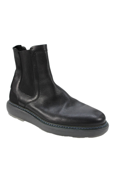 Salvatore Ferragamo Mens Leather Stretch Inset Ankle Boots Black Size 8 EE