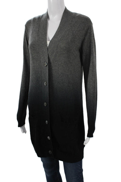 Vince Womens Wool V-Neck Button Cardigan Dark Gray Long Sleeve Size XS