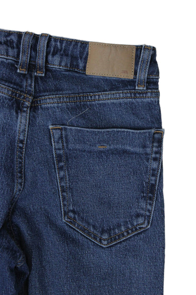 Zara Womens Straight Jeans Dark Blue Mid Rise 99% Cotton Inseam 30 Size 0