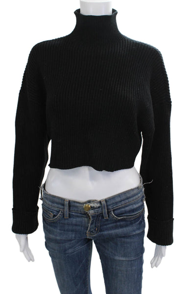 Zara Womens Black Mock Neck Button Pullover Sweater Long Sleeve Size M