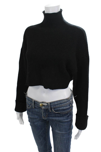 Zara Womens Black Mock Neck Button Pullover Sweater Long Sleeve Size M