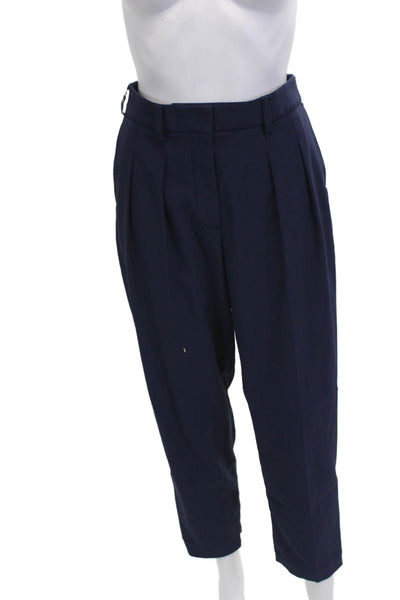 Tory Burch Women Dark Blue Ankle Cropped Dress Pants Button Size 0