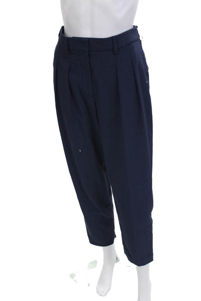 Tory Burch Women Dark Blue Ankle Cropped Dress Pants Button Size 0