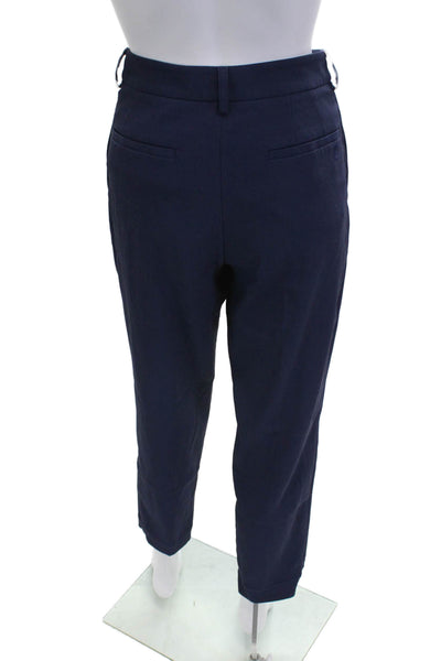 Tory Burch Women Dark Blue Ankle Cropped Dress Pants Button Size 0