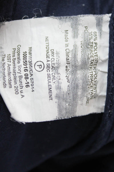 Tory Burch Women Dark Blue Ankle Cropped Dress Pants Button Size 0