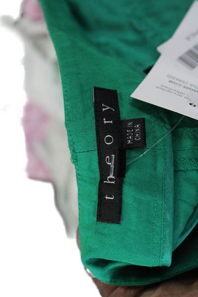 Theory Unisex Green Chino Shorts Linen Blend Size 4