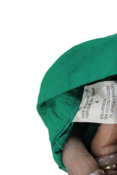 Theory Unisex Green Chino Shorts Linen Blend Size 4