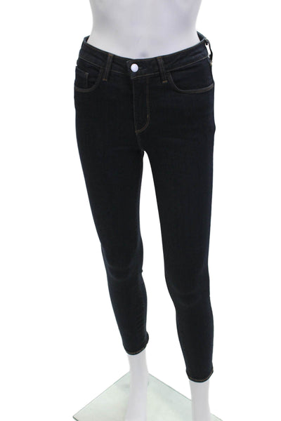 L'Agence Women Ankle Skinny Jeans Dark Blue High Rise Size 26