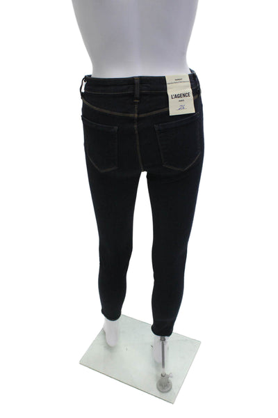 L'Agence Women Ankle Skinny Jeans Dark Blue High Rise Size 26