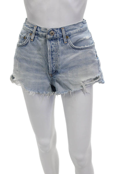 Agolde Womens Light Blue 100% Cotton 90s Button Shorts Size 27