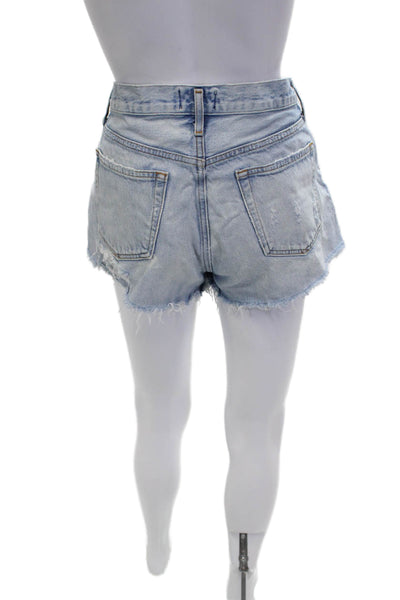 Agolde Womens Light Blue 100% Cotton 90s Button Shorts Size 27