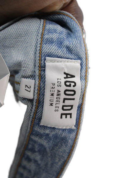 Agolde Womens Light Blue 100% Cotton 90s Button Shorts Size 27