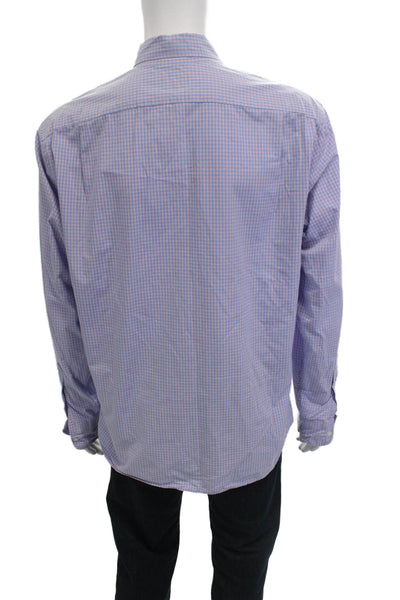 J Crew Mens Button-Down Light Blue Check Cotton Elastane Dress Shirt Size L