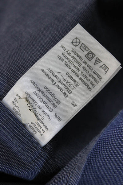 J Crew Mens Dark Blue Button-Down Dress Shirt Long Sleeve Cotton Blend Size L