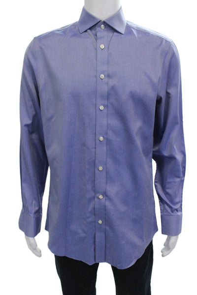 Charles Tyrwhitt Mens Point Blue Cotton Dress Shirt Long Sleeve Size 15.5