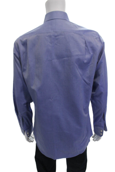 Charles Tyrwhitt Mens Point Blue Cotton Dress Shirt Long Sleeve Size 15.5