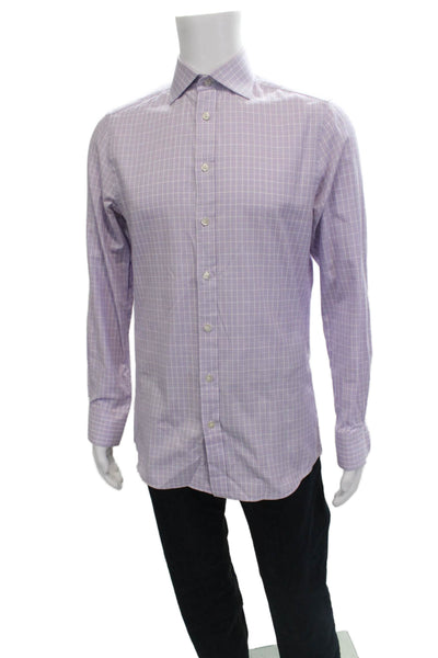 Charles Tyrwhitt Mens Purple Check Point Spread Dress Shirt Size 15