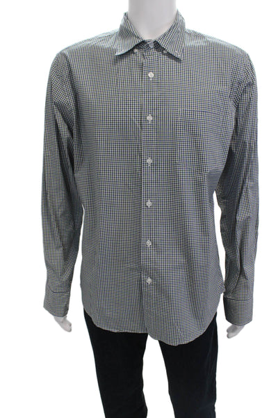 J Crew Mens Button-Down Check Dress Shirt Blue Long Sleeve Size L