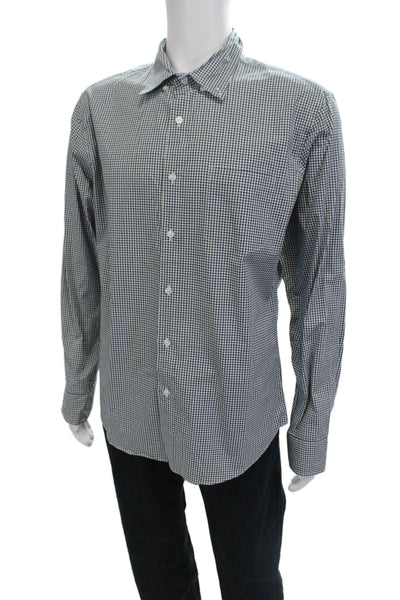 J Crew Mens Button-Down Check Dress Shirt Blue Long Sleeve Size L