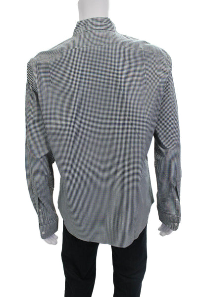 J Crew Mens Button-Down Check Dress Shirt Blue Long Sleeve Size L