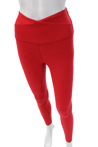 Beyond Yoga Womens Red Genuine Leather Ankle Leggings Size XS