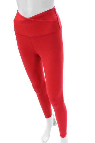 Beyond Yoga Womens Red Genuine Leather Ankle Leggings Size XS