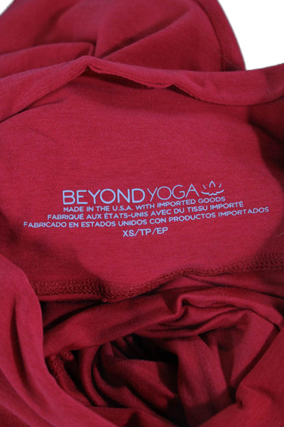 Beyond Yoga Womens Red Genuine Leather Ankle Leggings Size XS