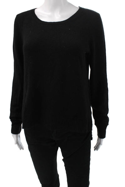 Aqua Cashmere Womens Pullover Sweater Black Cashmere Long Sleeve Size L
