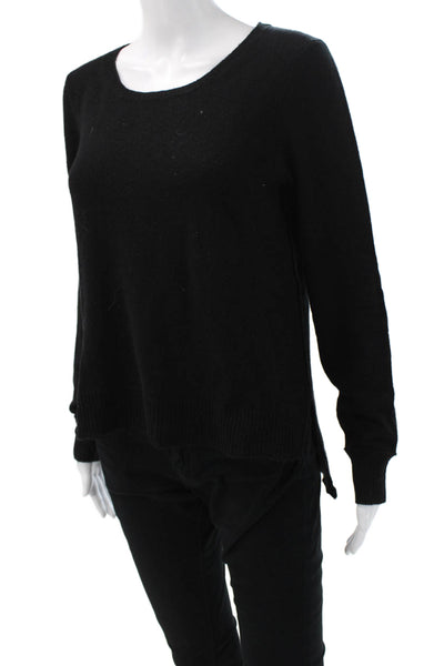 Aqua Cashmere Womens Pullover Sweater Black Cashmere Long Sleeve Size L